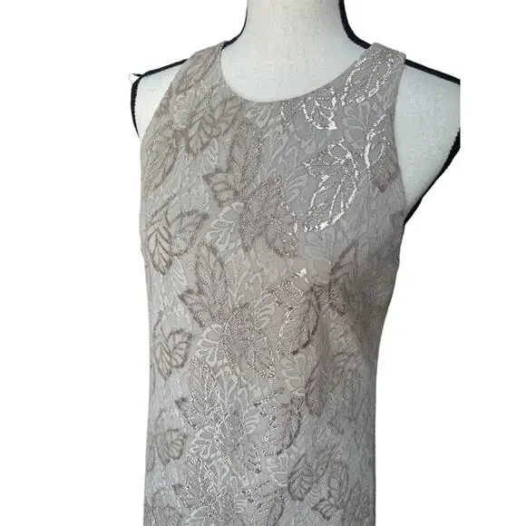 Ralph Lauren Dress Fully Lined Lace Sheath Sleeveless Women's 6 Gold Metallic - Picture 6 of 10